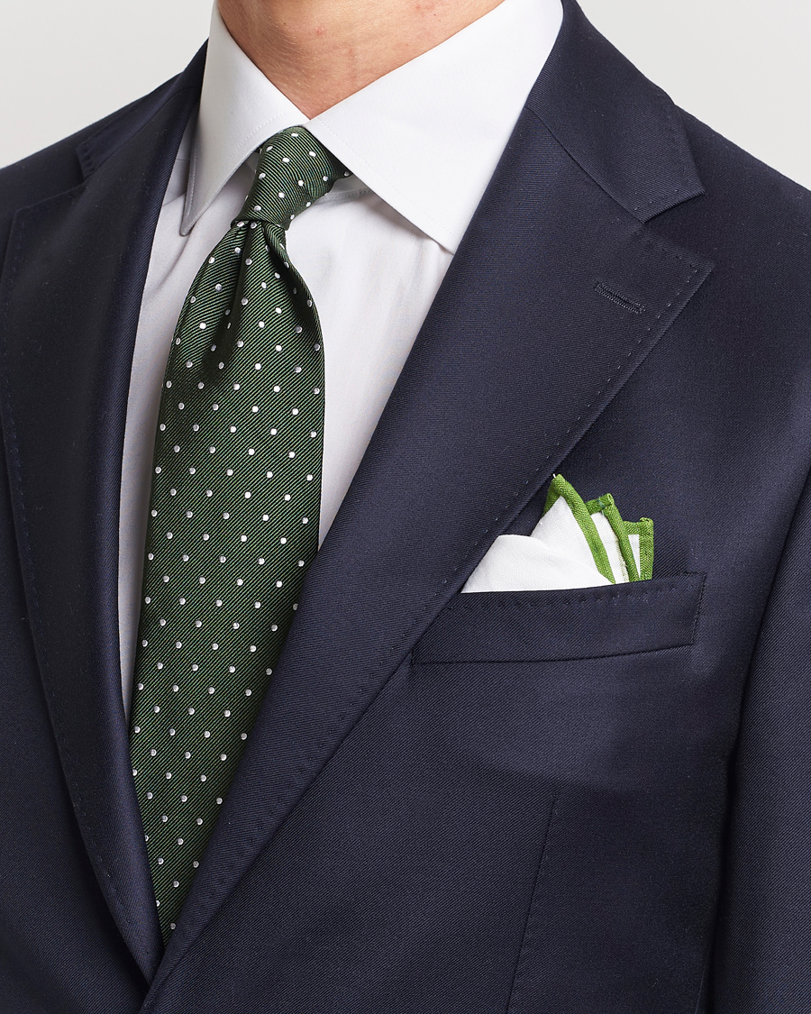 Herren | Krawatten | Amanda Christensen | Set Tie & Pocket Square Green/White