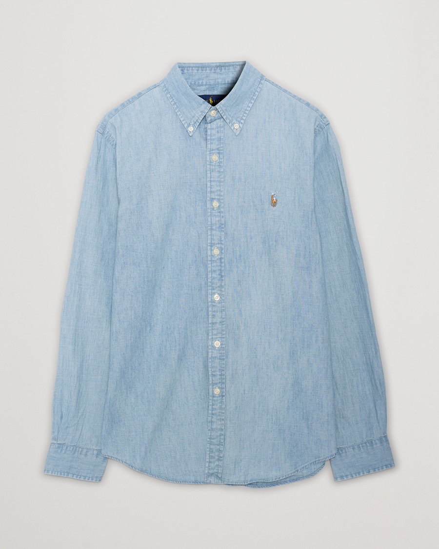 Herren | Polo Ralph Lauren Slim Fit Chambray Shirt Washed | Pre-owned | Polo Ralph Lauren Slim Fit Chambray Shirt Washed