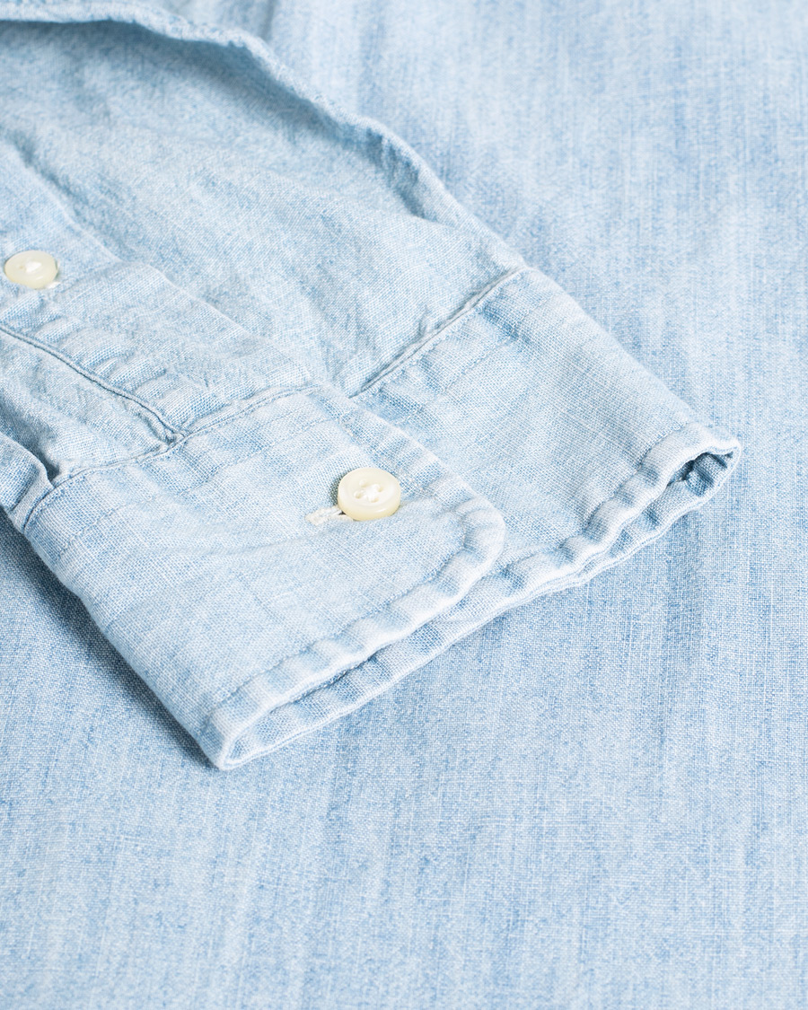 Herren | Polo Ralph Lauren Slim Fit Chambray Shirt Washed | Pre-owned | Polo Ralph Lauren Slim Fit Chambray Shirt Washed