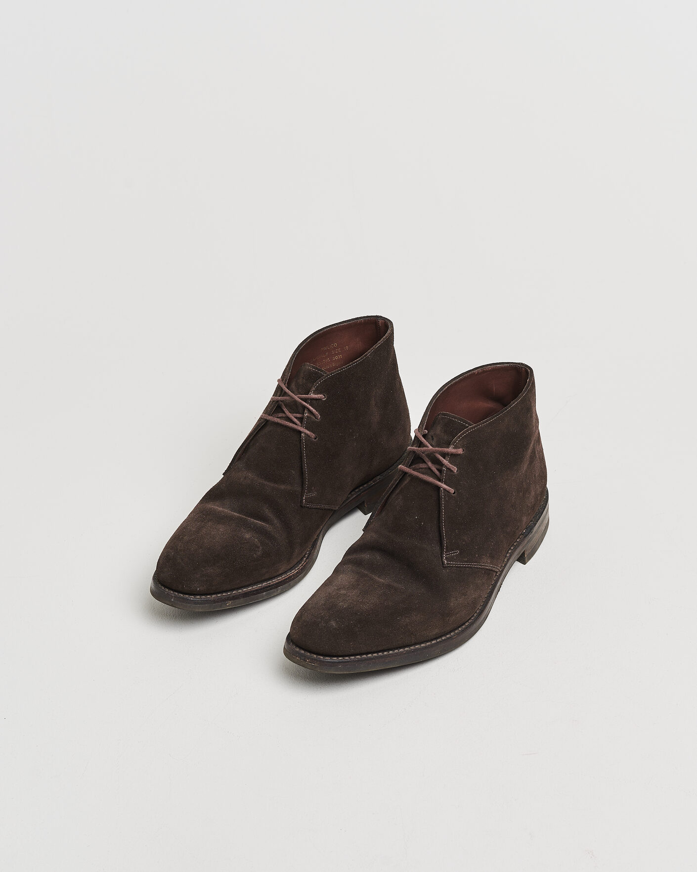 Herren | Pre-owned Rahmengenähte Schuhe | Pre-owned | Loake 1880 Pimlico Chukka Boot Dark Brown Suede UK10 - EU44