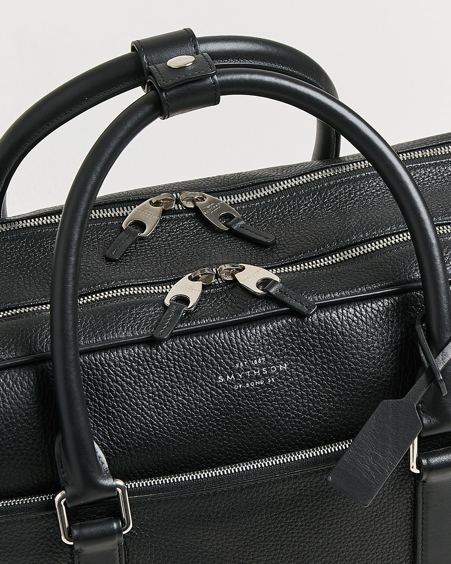 Herren | Smythson Burlington 24 Hour Bag Black Deerskin | Pre-owned | Smythson Burlington 24 Hour Bag Black Deerskin