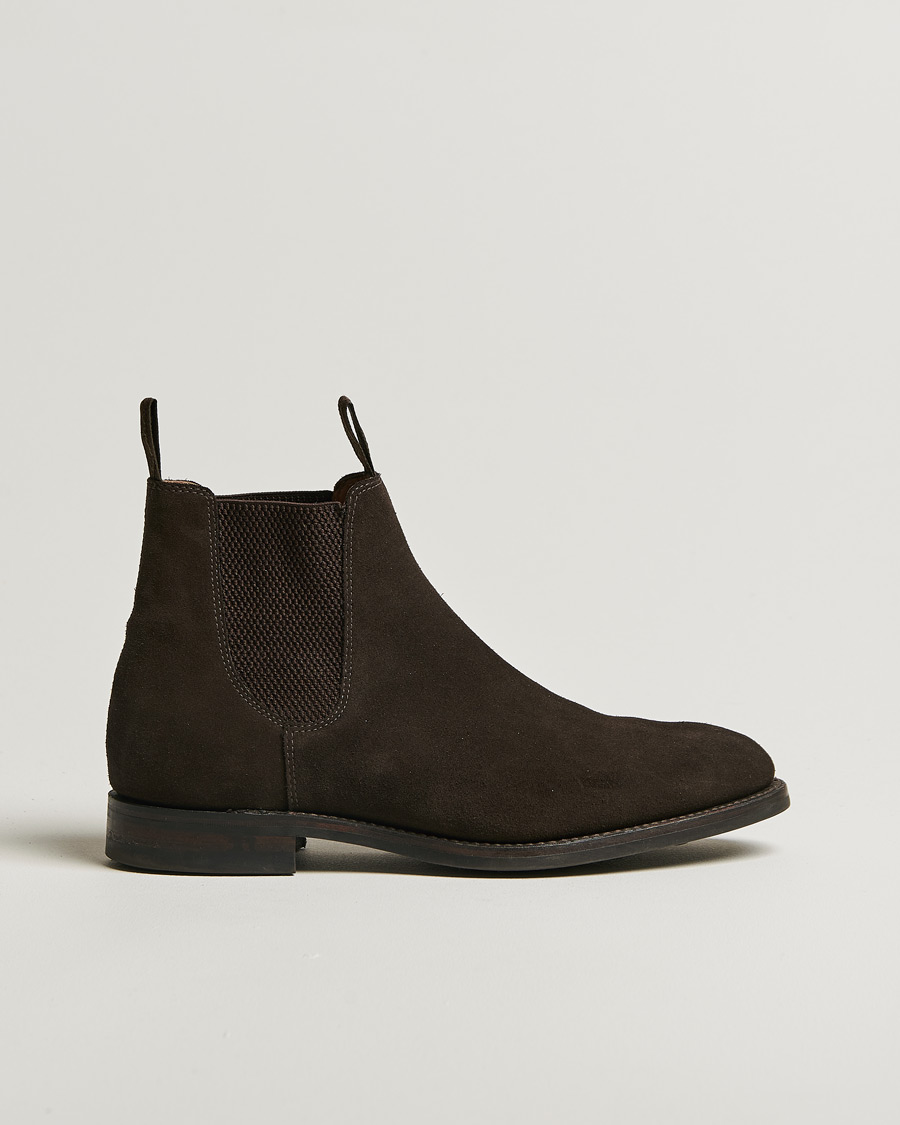 Herren | Loake 1880 Chatsworth Chelsea Boot Dark Brown Suede | Pre-owned | Loake 1880 Chatsworth Chelsea Boot Dark Brown Suede