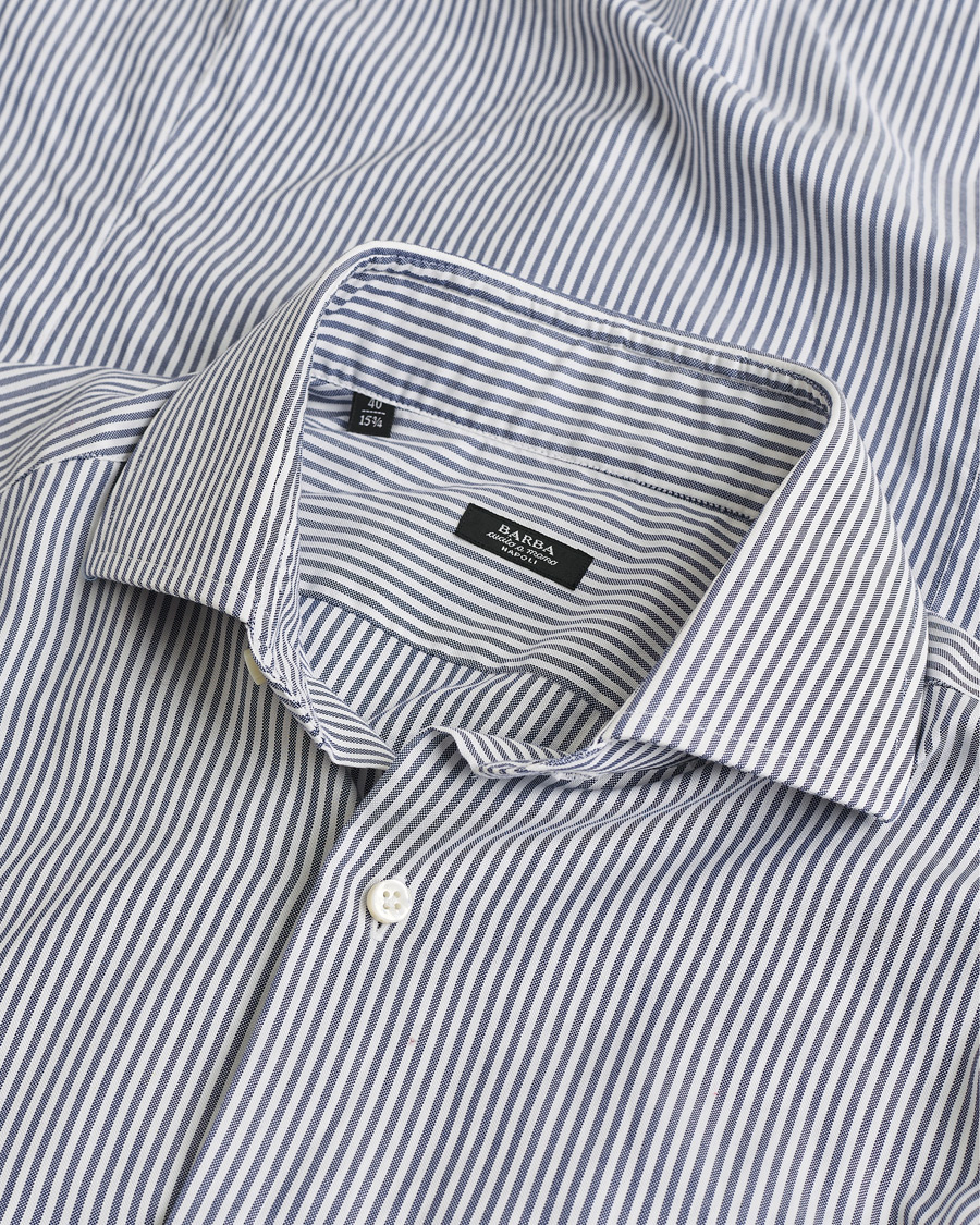 Herren | Barba Napoli Cutaway Shirt Blue Striped 40 - M | Pre-owned | Barba Napoli Cutaway Shirt Blue Striped 40 - M