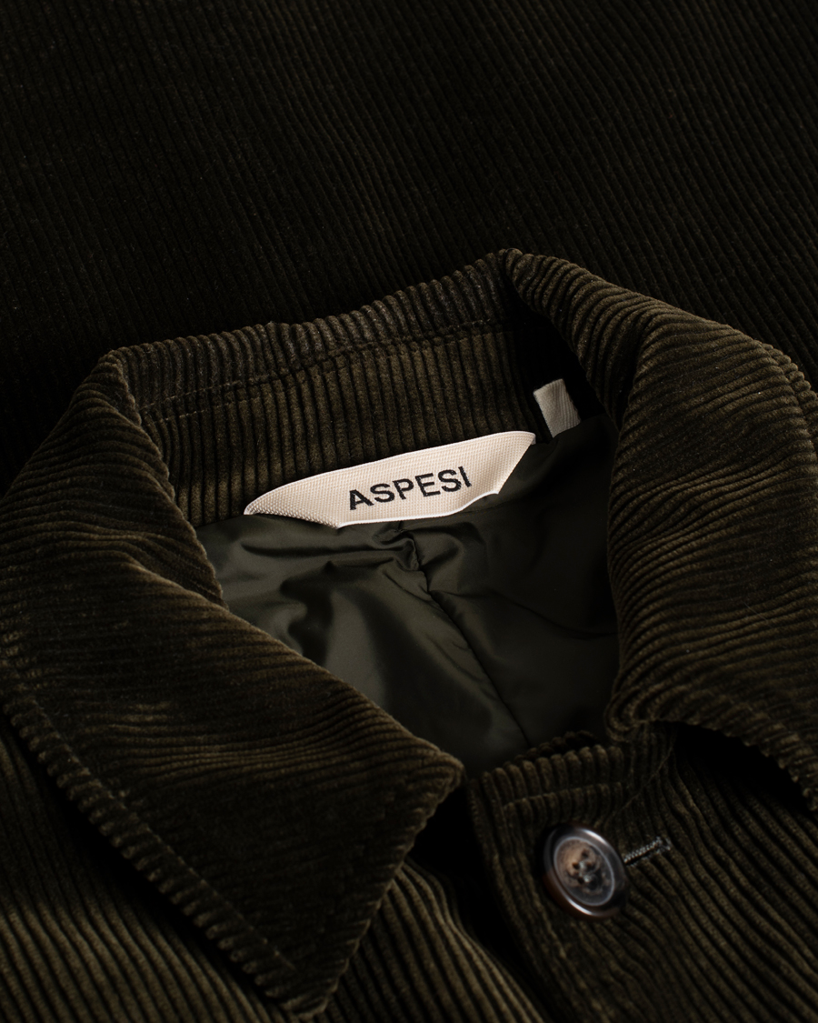 Herren | Aspesi Corduroy Coat Dark Green | Pre-owned | Aspesi Corduroy Coat Dark Green