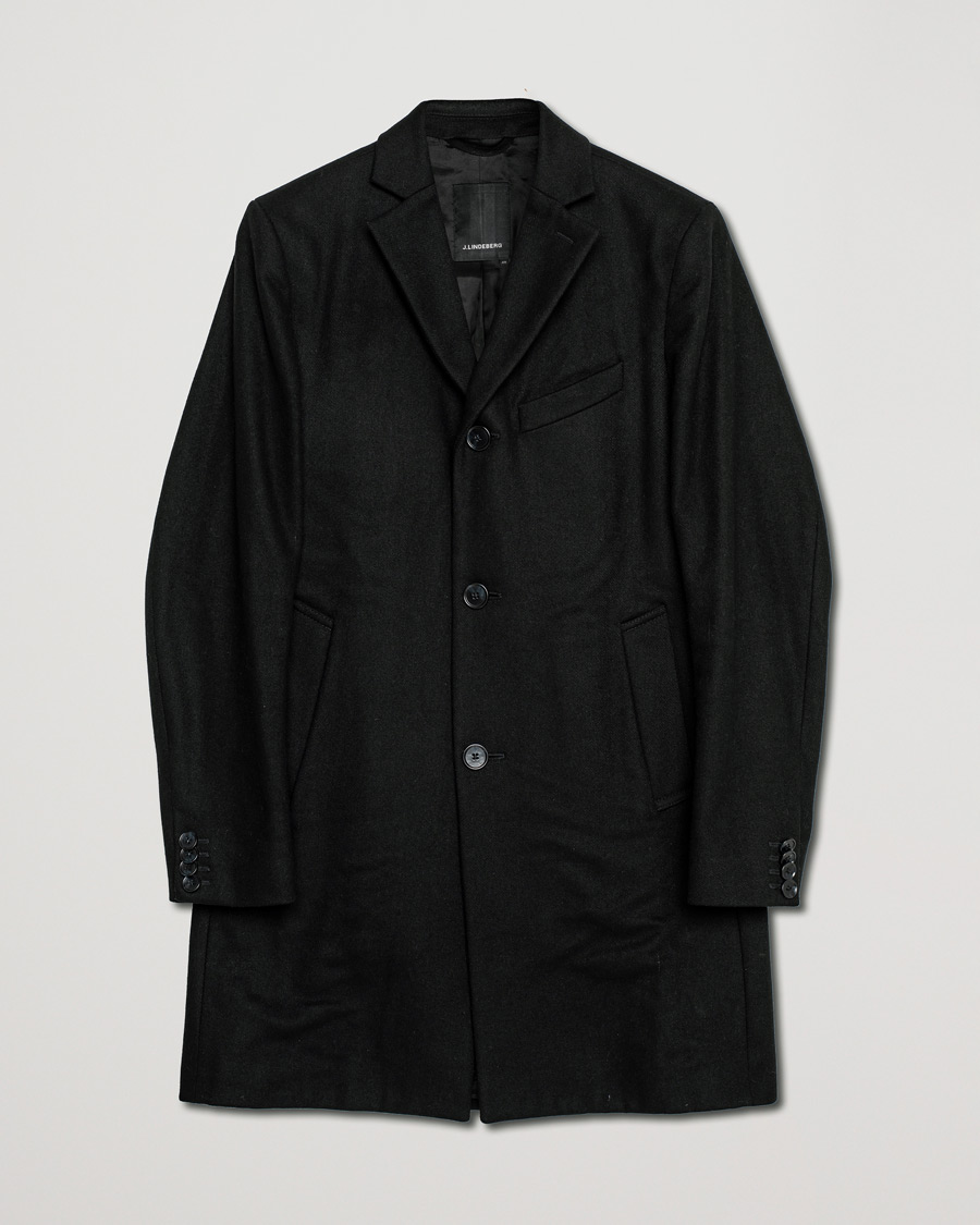 Herren | J.Lindeberg Wolger Compact Melton Coat Black 46 | Pre-owned | J.Lindeberg Wolger Compact Melton Coat Black 46