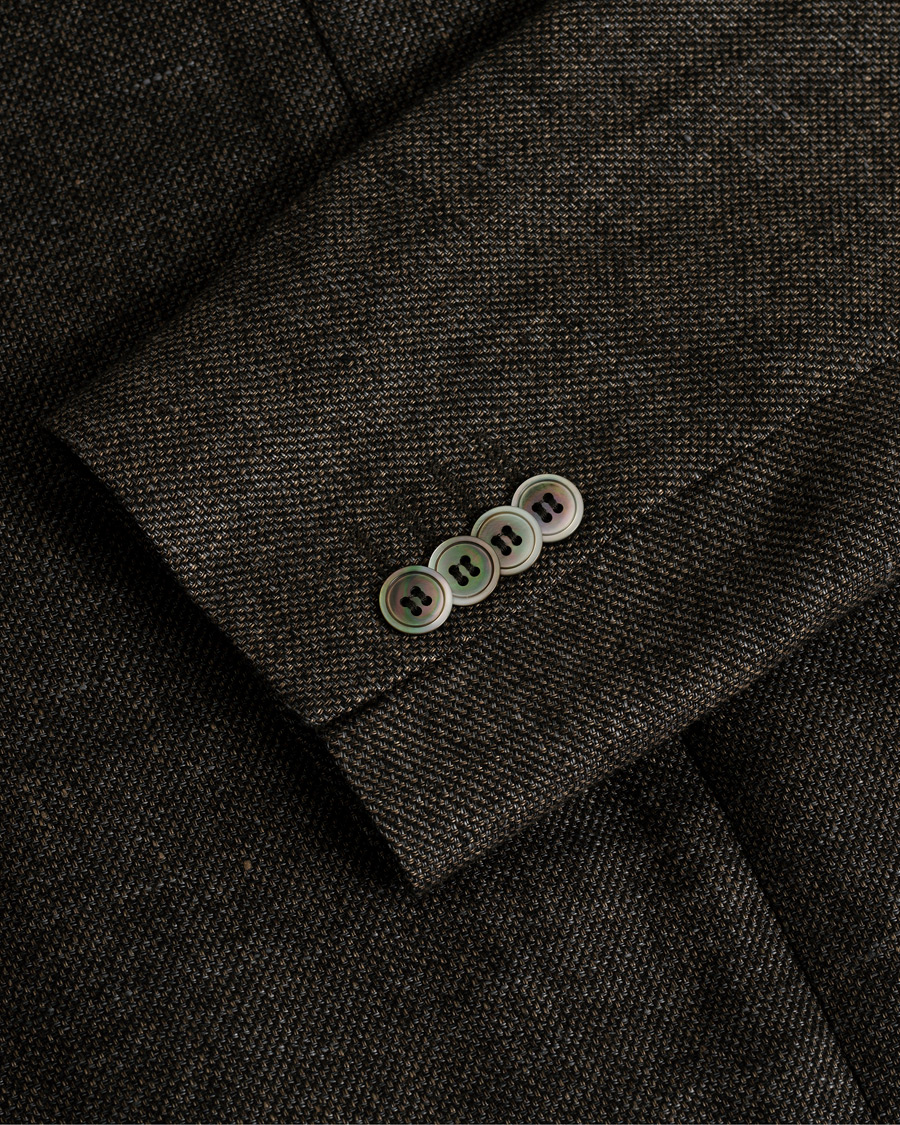 Herren | Oscar Jacobson Einar Linen/Wool Patch Pocket Blazer Brown 52 | Pre-owned | Oscar Jacobson Einar Linen/Wool Patch Pocket Blazer Brown 52