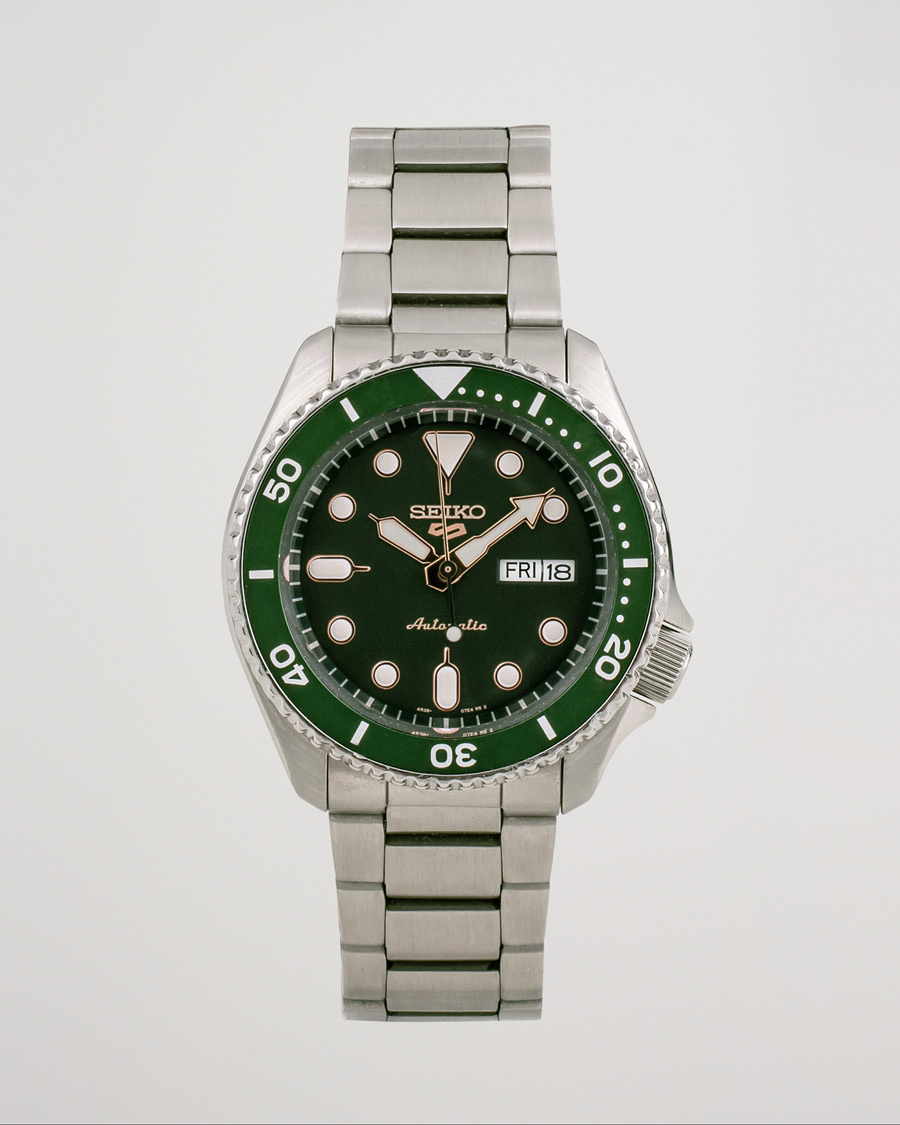 Herren | Seiko 5 Sports Mens 43mm 100m Automatic Steel/Green Dial | Pre-owned | Seiko 5 Sports Mens 43mm 100m Automatic Steel/Green Dial