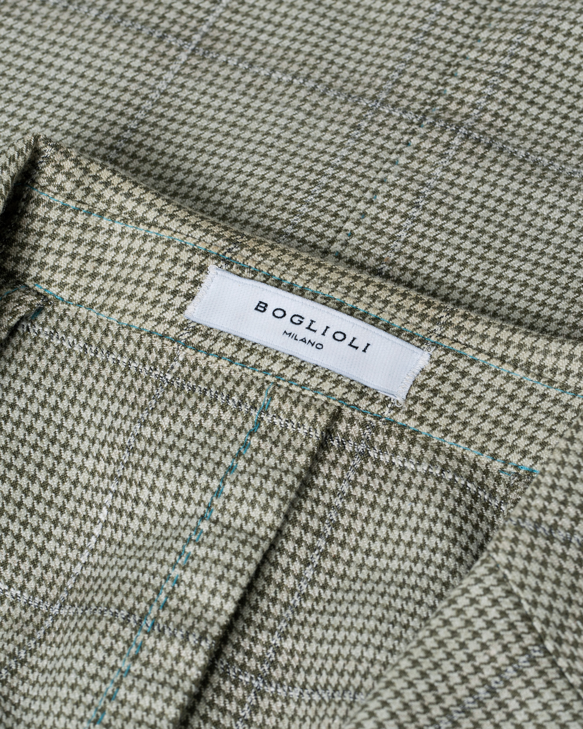 Herren | Boglioli K Jacket Houndstooth Overcheck Blazer Green 46 | Pre-owned | Boglioli K Jacket Houndstooth Overcheck Blazer Green 46