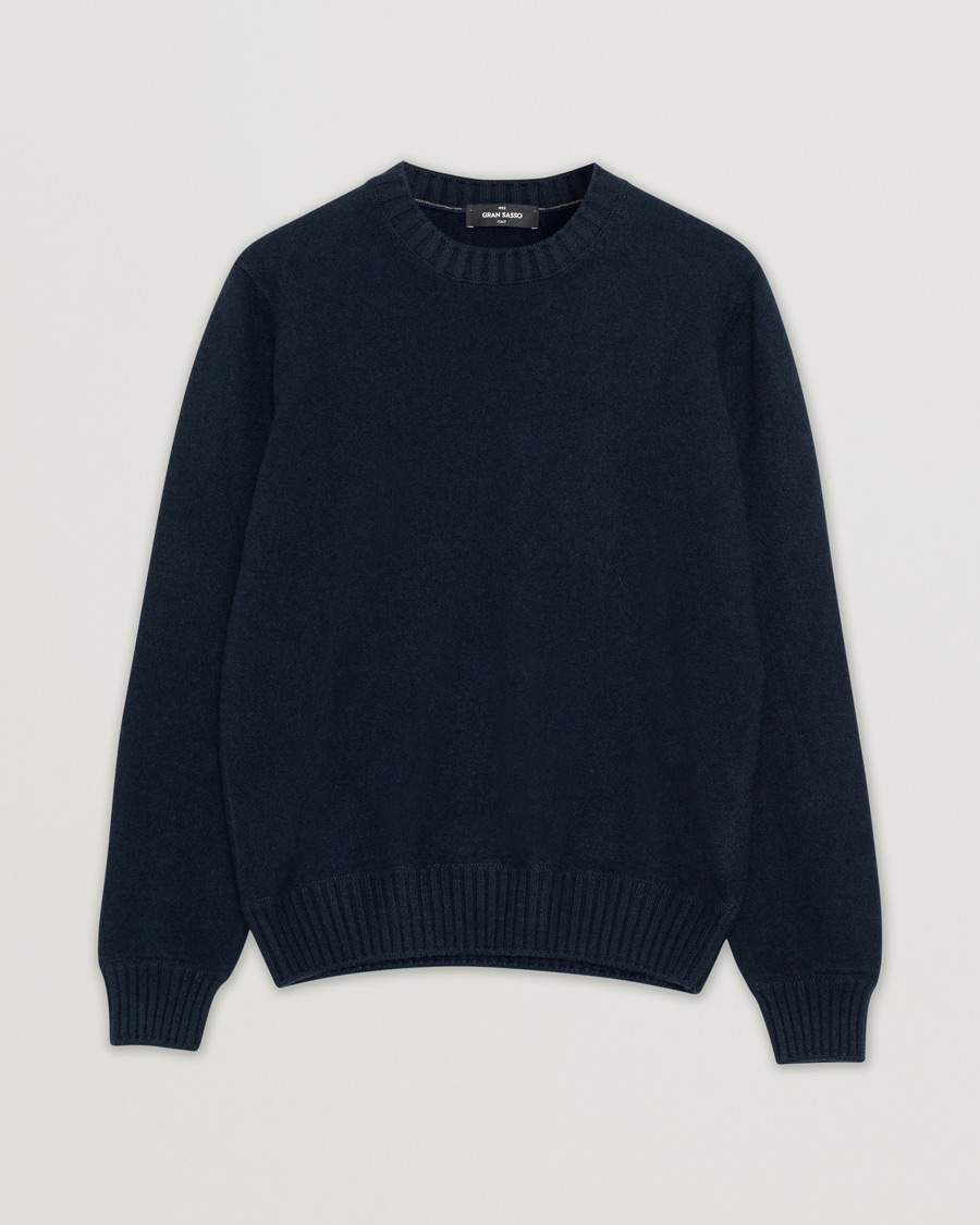 Herren | Gran Sasso Cashmere Crew Neck Navy 48 | Pre-owned | Gran Sasso Cashmere Crew Neck Navy 48