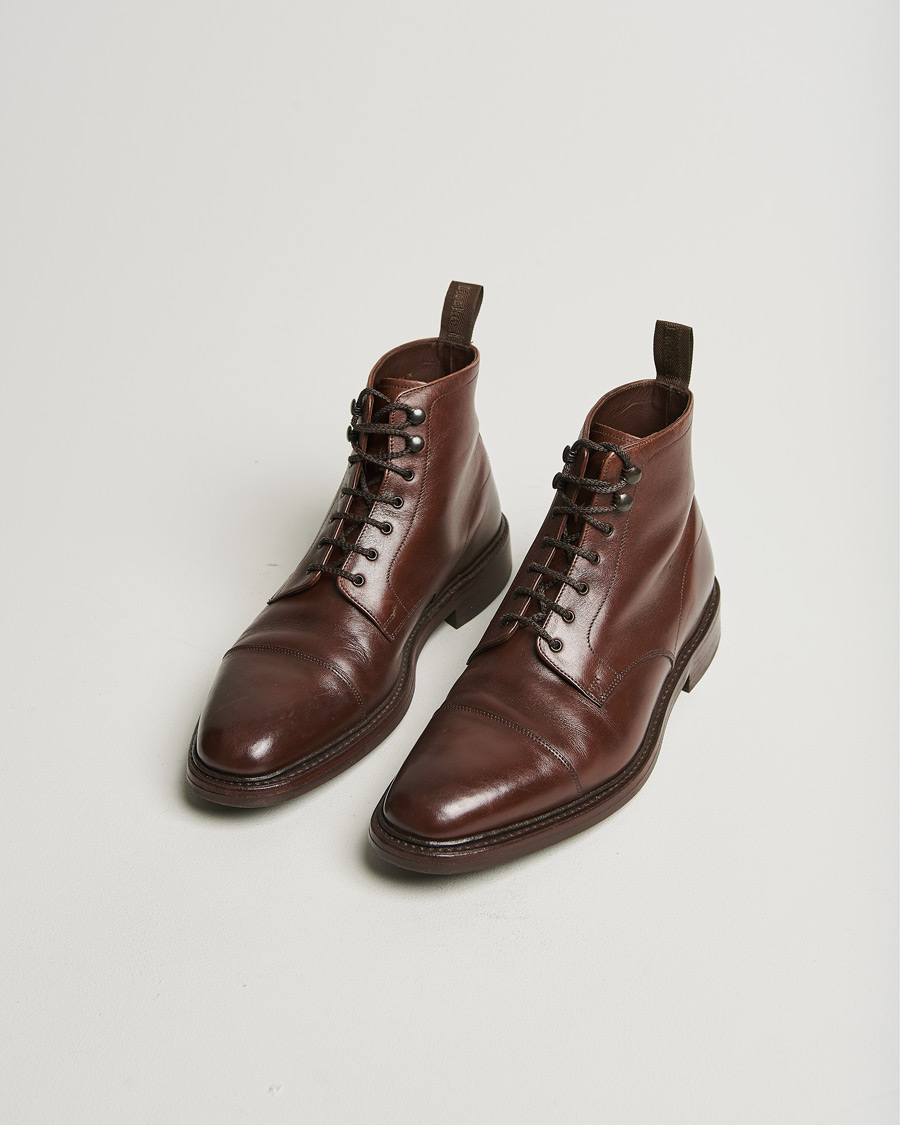 Herren | Loake 1880 Roehampton Boot Dk Brown Burnished Calf | Pre-owned | Loake 1880 Roehampton Boot Dk Brown Burnished Calf