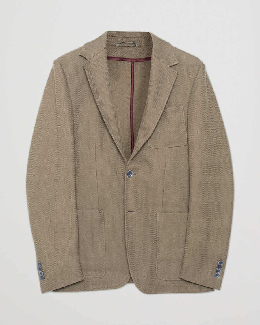 Herren | Pre-owned Sakkos | Pre-owned | Canali Textured Cotton Jersey Blazer Olive