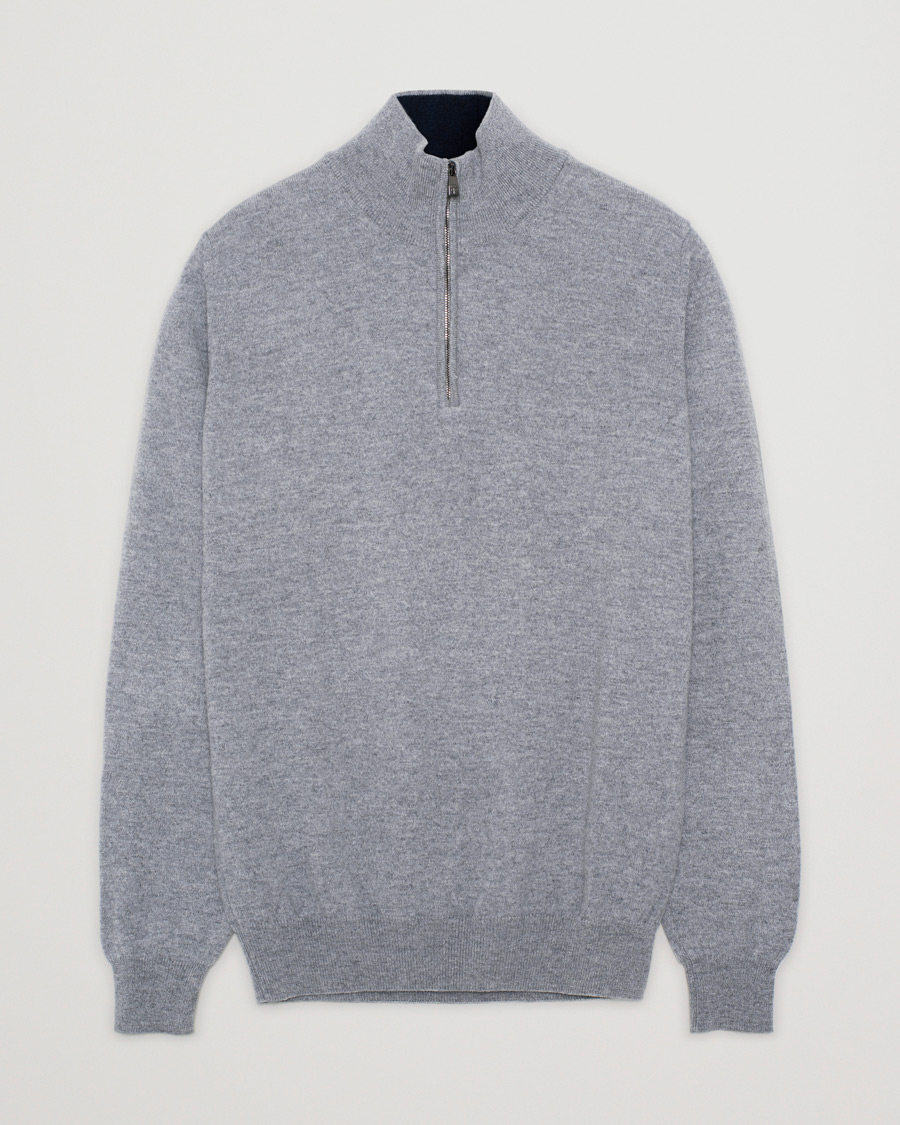Herren | Pullover | Pre-owned | Corneliani Virgin Wool/Cashemere Half Zip Grey 46