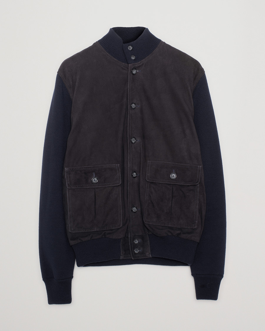 Herren | Jacken | Pre-owned | Valstar Valstarino Suede Combo Jacket Navy Suede