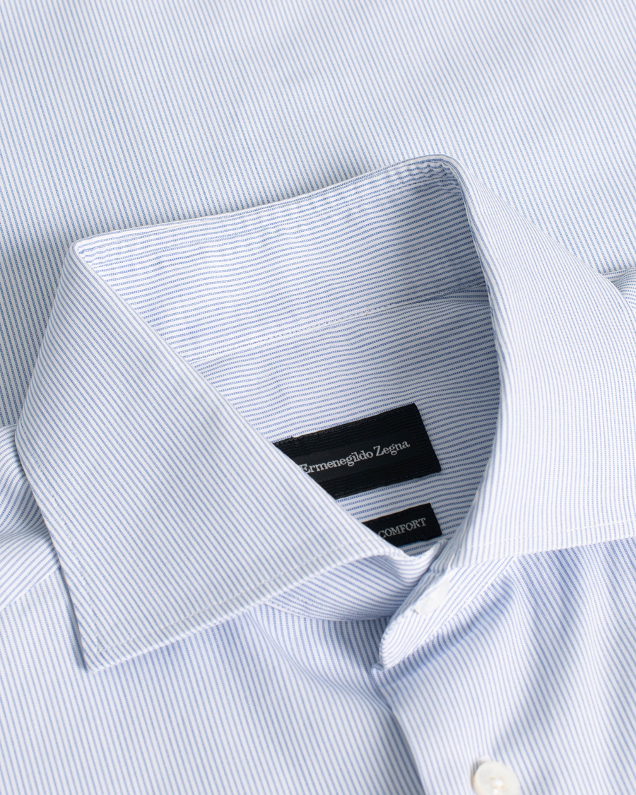 Herren | Hemden | Pre-owned | Ermenegildo Zegna Striped Slim Fit Cotton Shirt Blue 38 - S