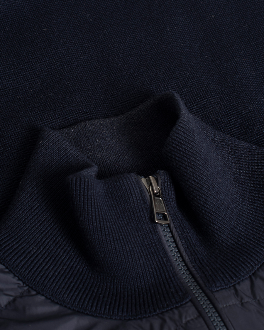 Herren | Pullover | Pre-owned | Moncler Hybrid Zip Sweater Navy
