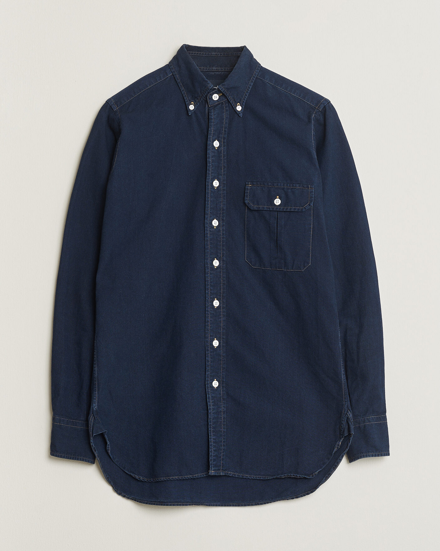 Herren | Pre-owned Hemden | Pre-owned | Drake's The American Flap B.O Oxford Shirt Navy 15,5(39 - M)