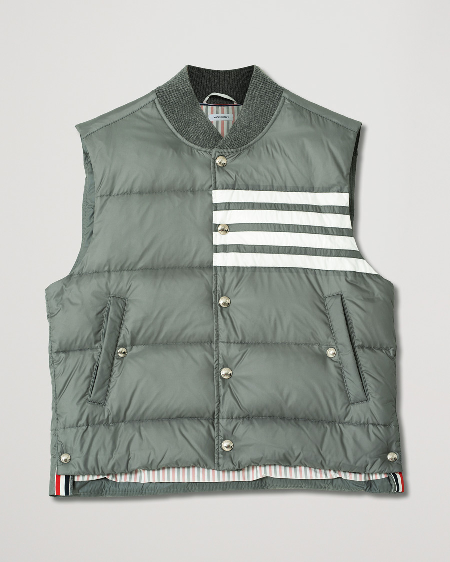 Herren | Jacken | Pre-owned | Thom Browne 4 Bar Snap Front Down Vest Light Grey