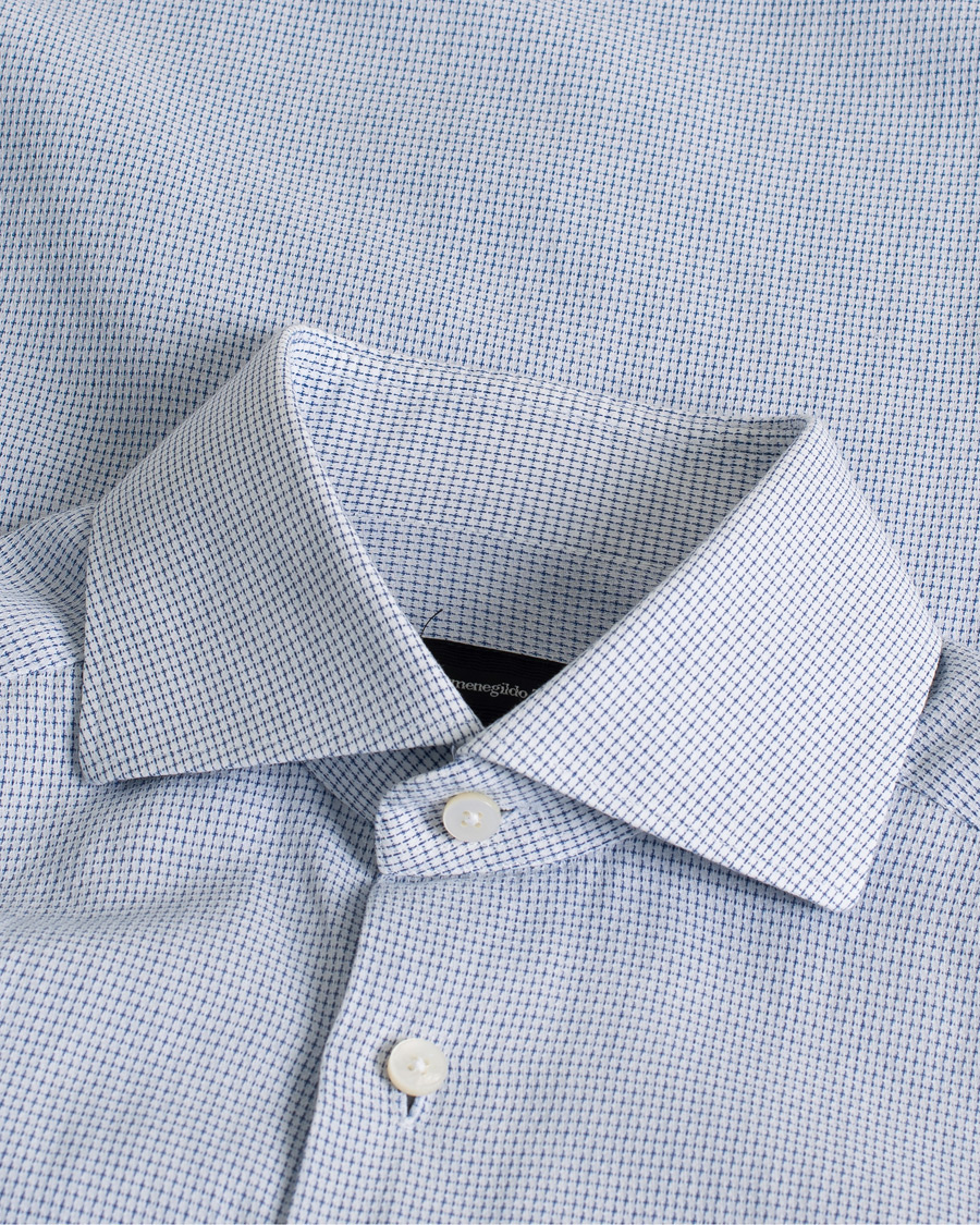Herren | Hemden | Pre-owned | Ermenegildo Zegna Slim Fit Cotton Blend Shirt Light Blue Check 38 - S