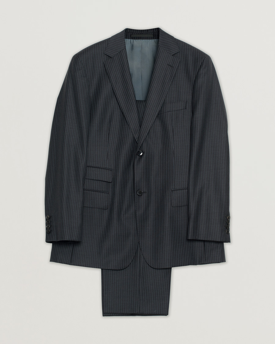 Herren | Sakkos | Pre-owned | Boss Pinstripe Wool Suit Navy 52