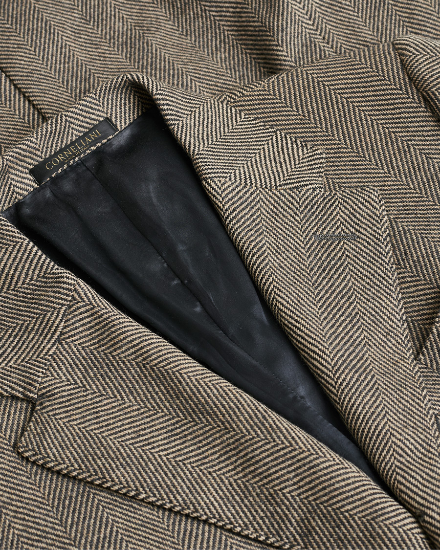 Herren | Pre-owned Jacken | Pre-owned | Corneliani Cashmere Blend Herringbone Coat Brown 46