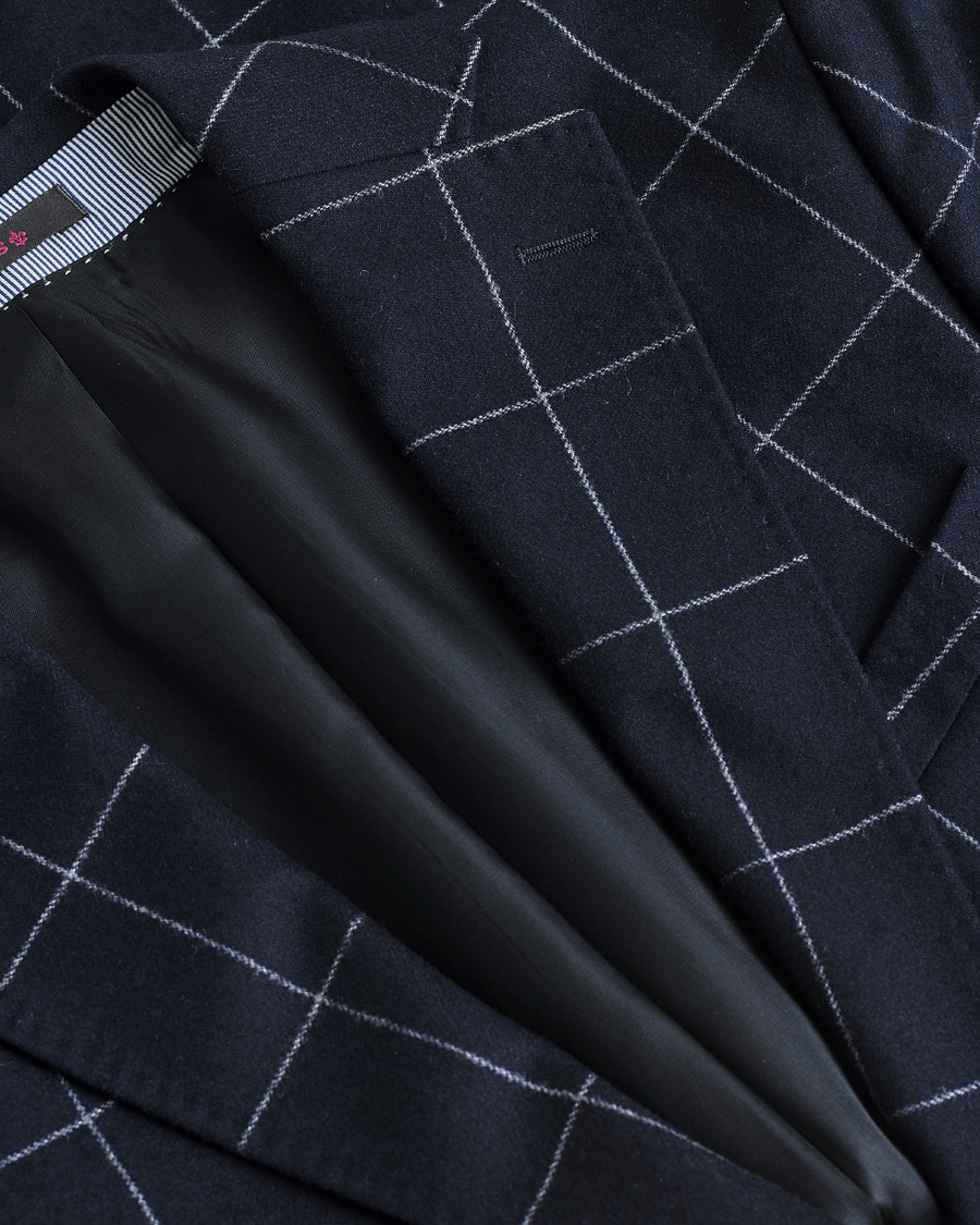 Herren | Morris Heritage Check Flannel Blazer Navy 48 | Pre-owned | Morris Heritage Check Flannel Blazer Navy 48