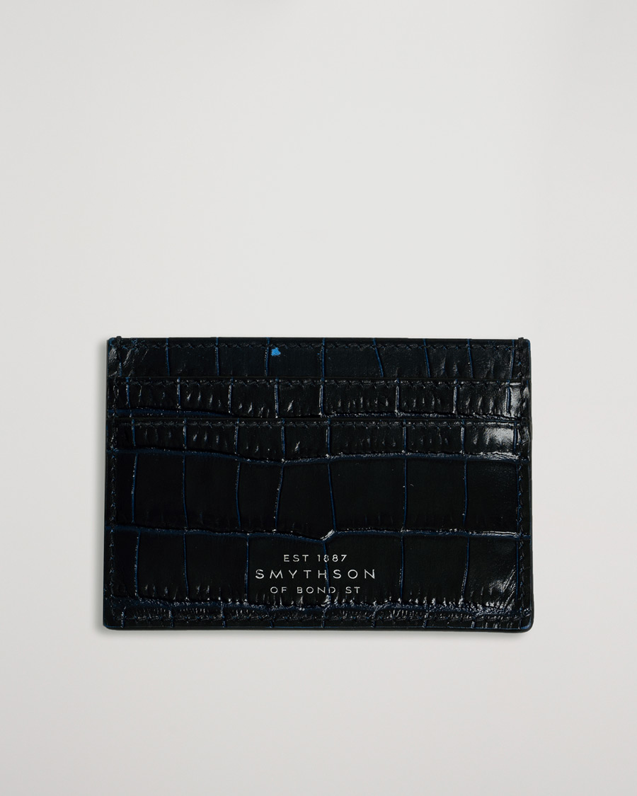 Herren | Smythson Mara Flat Card Holder Navy | Pre-owned | Smythson Mara Flat Card Holder Navy