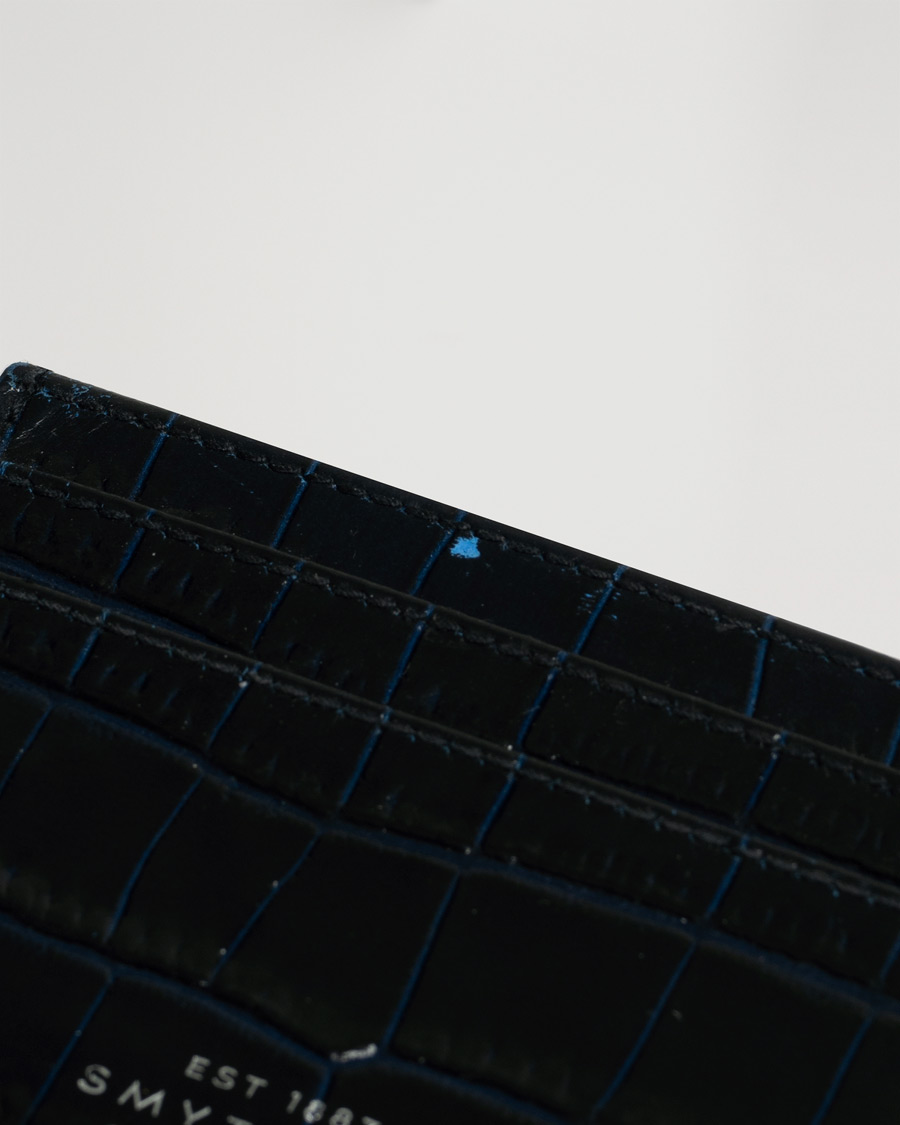 Herren | Smythson Mara Flat Card Holder Navy | Pre-owned | Smythson Mara Flat Card Holder Navy