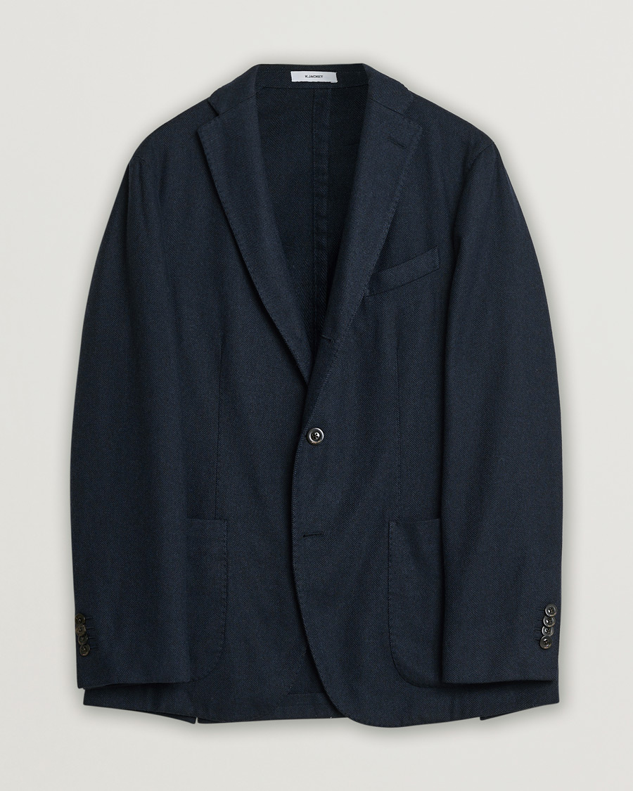 Herren | Boglioli K Jacket Herringbone Wool Blazer Navy 46 | Pre-owned | Boglioli K Jacket Herringbone Wool Blazer Navy 46