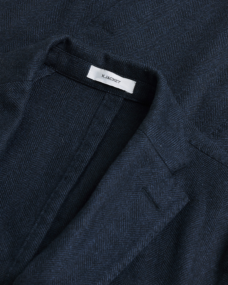 Herren | Boglioli K Jacket Herringbone Wool Blazer Navy 46 | Pre-owned | Boglioli K Jacket Herringbone Wool Blazer Navy 46