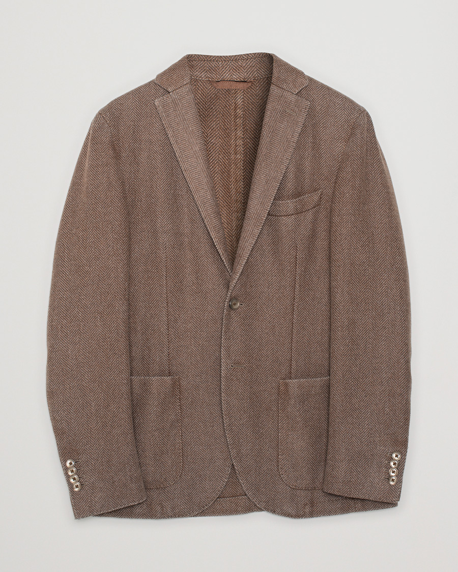 Herren | Pre-owned Sakkos | Pre-owned | L.B.M. 1911 Herringbone Wool Blazer Brown 50