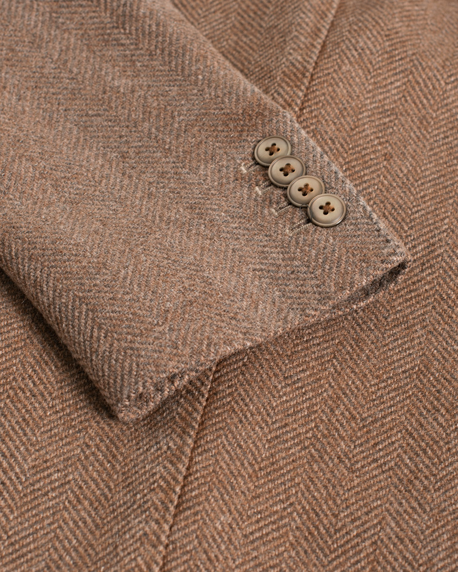 Herren | Pre-owned Sakkos | Pre-owned | L.B.M. 1911 Herringbone Wool Blazer Brown 50