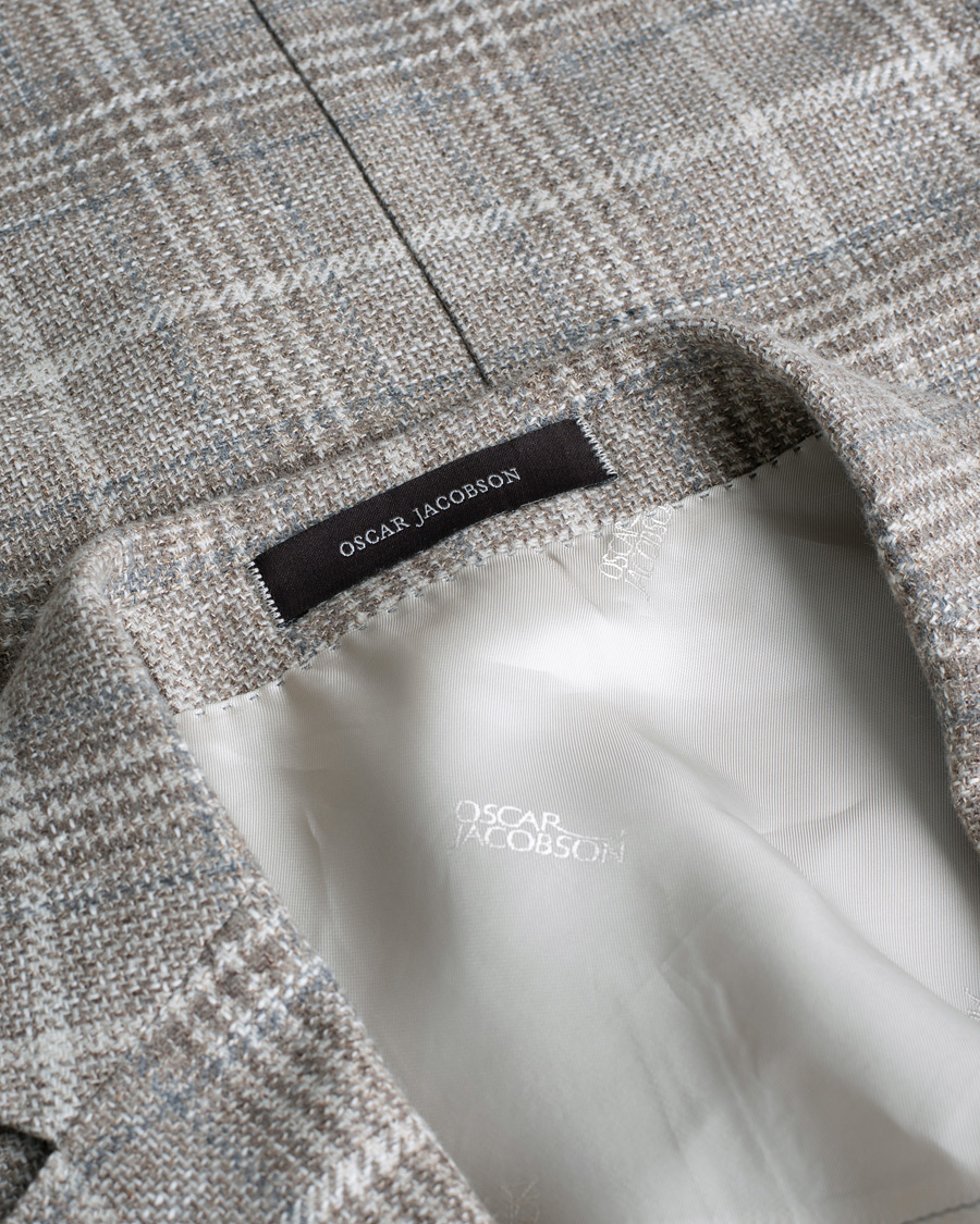 Herren | Sakkos | Pre-owned | Oscar Jacobson Ferry Soft Checked Wool Blazer Beige