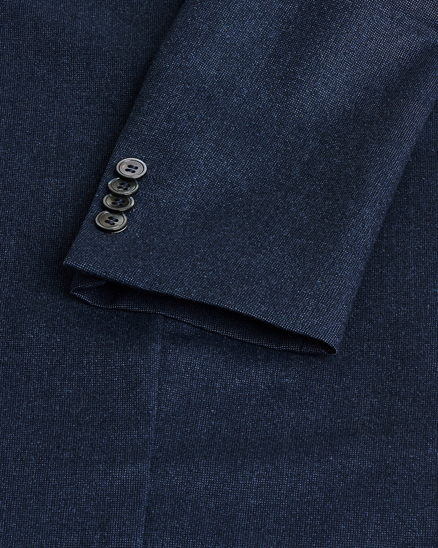 Herren | Oscar Jacobson Einar Wool Flannel Blazer Blue Melange 46 | Pre-owned | Oscar Jacobson Einar Wool Flannel Blazer Blue Melange 46