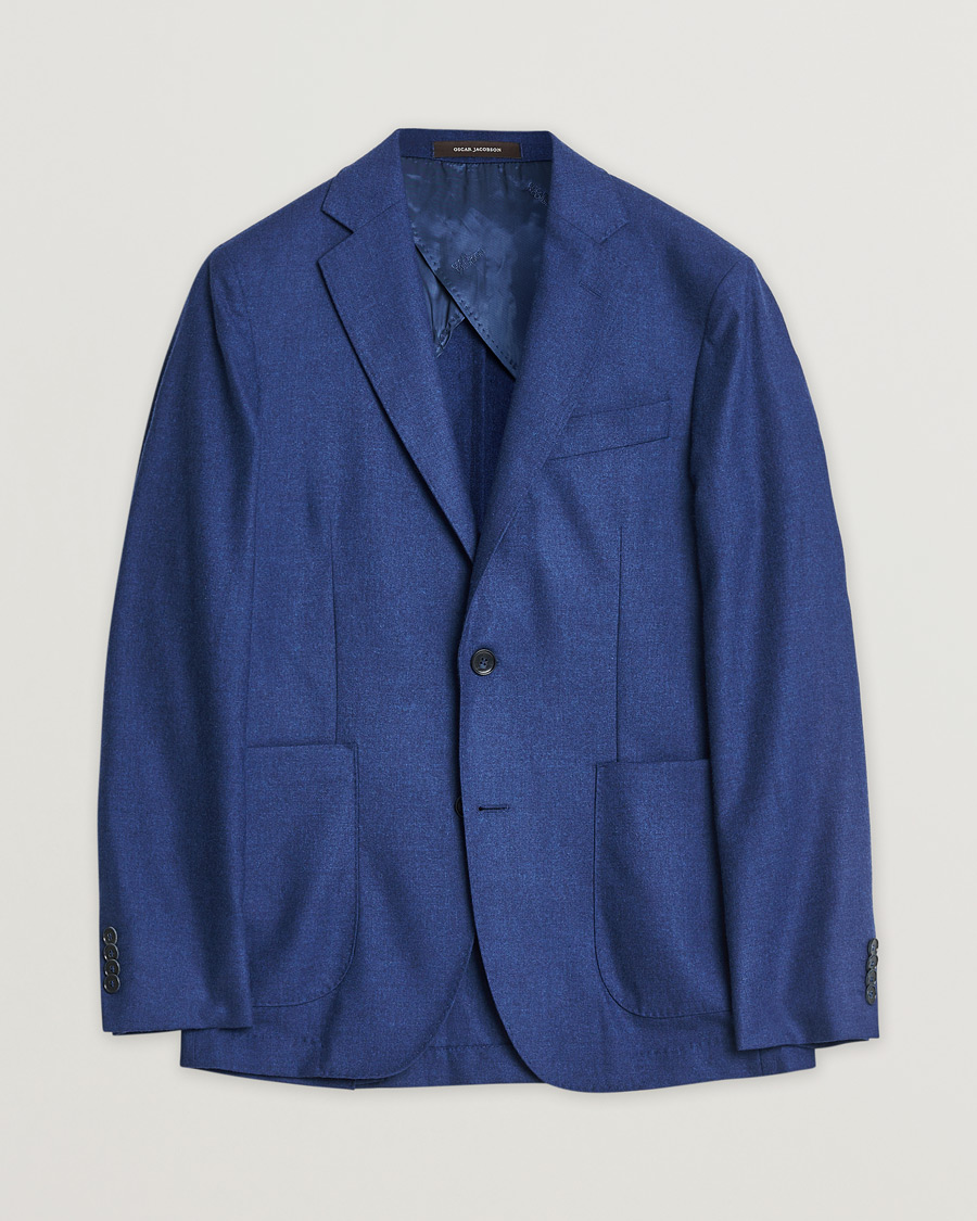 Herren | Pre-owned Sakkos | Pre-owned | Oscar Jacobson Einar Cashmere Flannel Blazer Blue 44