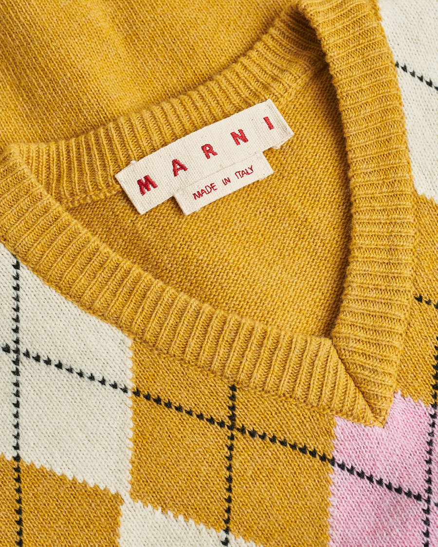 Herren | Pre-owned Pullover | Pre-owned | Marni Shetland Argyle Knit Vest White/Yellow 48ashmere Hoodie Beige S