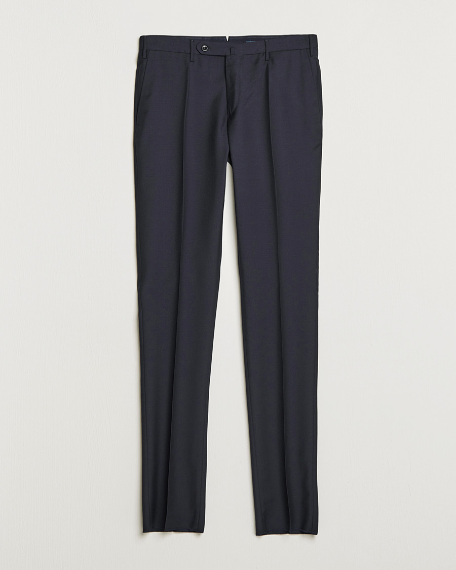 Herren | Incotex Slim Fit Tropical Wool Trousers Navy 48 | Pre-owned | Incotex Slim Fit Tropical Wool Trousers Navy 48