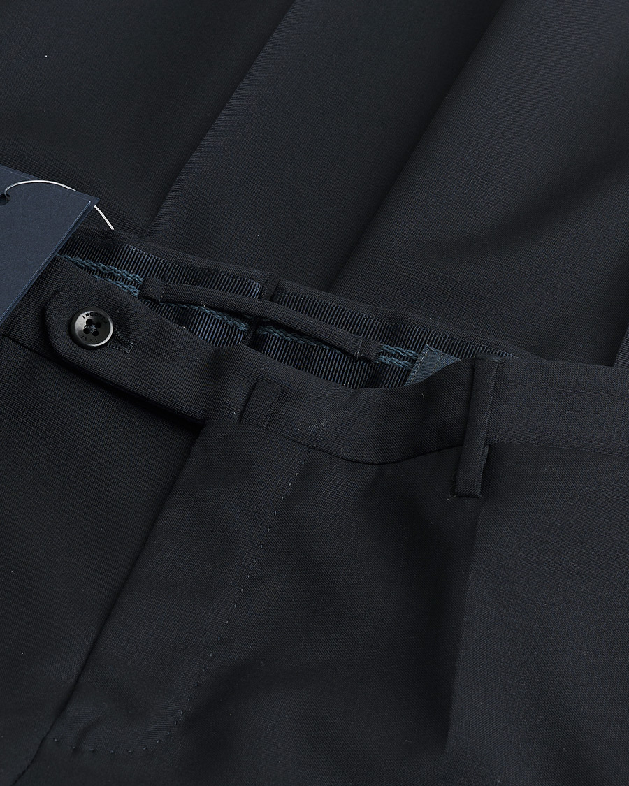Herren | Incotex Slim Fit Tropical Wool Trousers Navy 48 | Pre-owned | Incotex Slim Fit Tropical Wool Trousers Navy 48