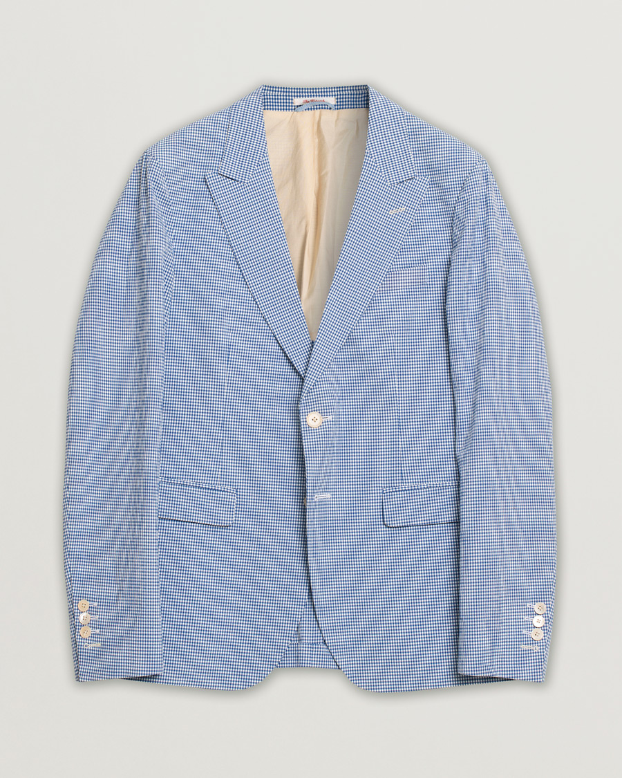 Herren | Sakkos | Pre-owned | Gant Rugger The Hopsack Seersucker Checked Blazer Blue 50