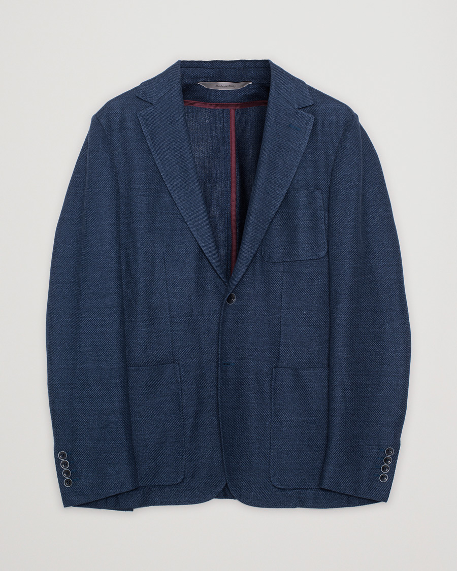 Herren | Sakkos | Pre-owned | Canali Linen/Cotton Jersey Blazer Dark Blue