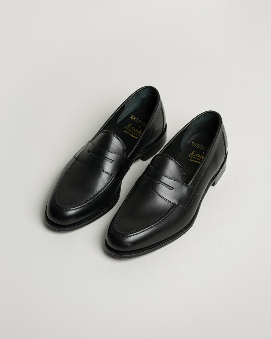 Herren | Loake 1880 Hornbeam Eco Penny Loafer Black | Pre-owned | Loake 1880 Hornbeam Eco Penny Loafer Black