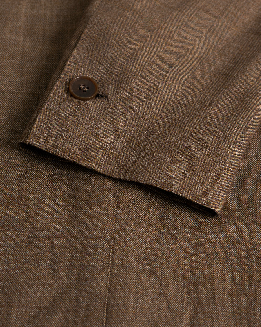Herren | Sakkos | Pre-owned | Gabo Napoli Herringbone Linen/Wool Blazer Brown 52