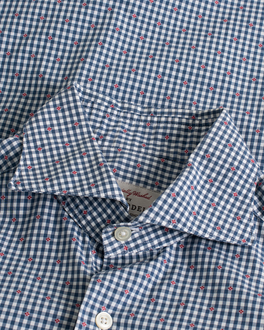 Herren | Hemden | Pre-owned | Ghirardelli Small Check Cut Away Shirt Blue 39
