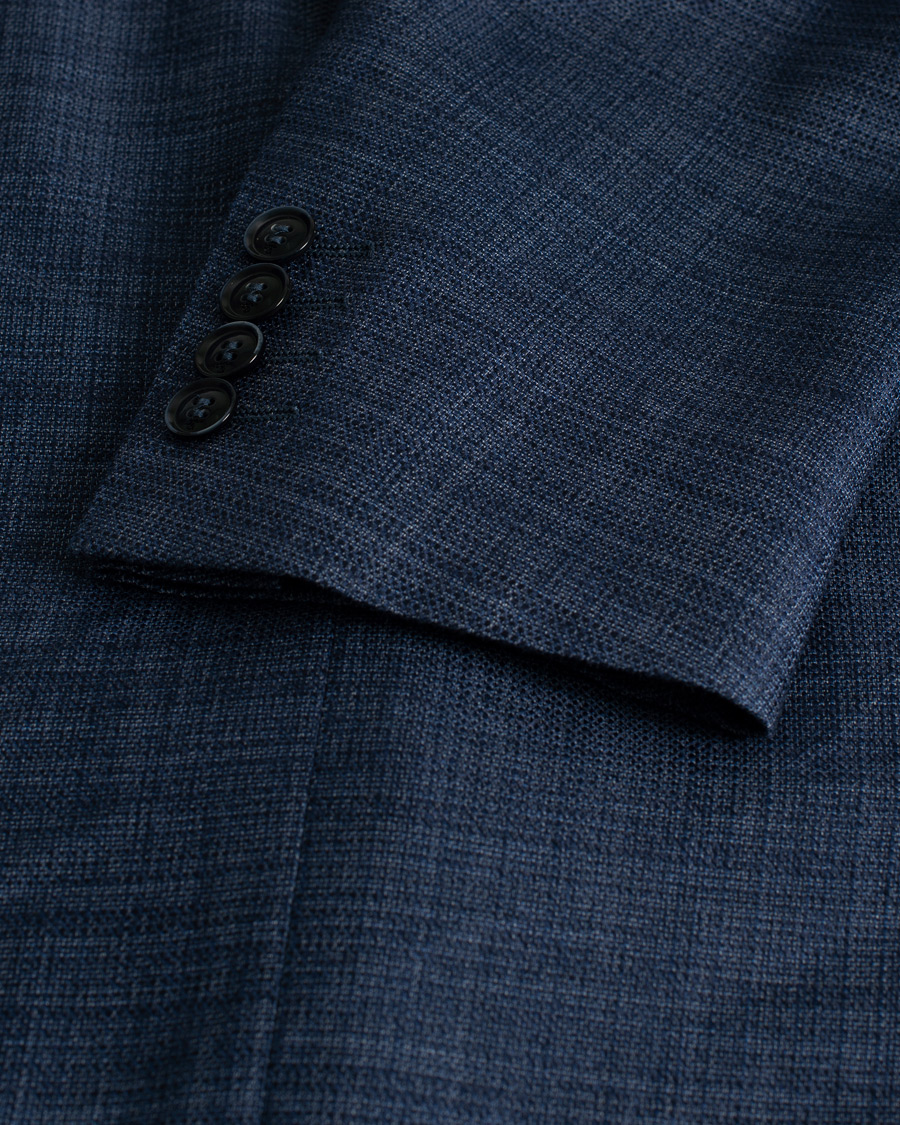 Herren | Sakkos | Pre-owned | Canali Wool Silk & Linen Blazer Blue Melange 50