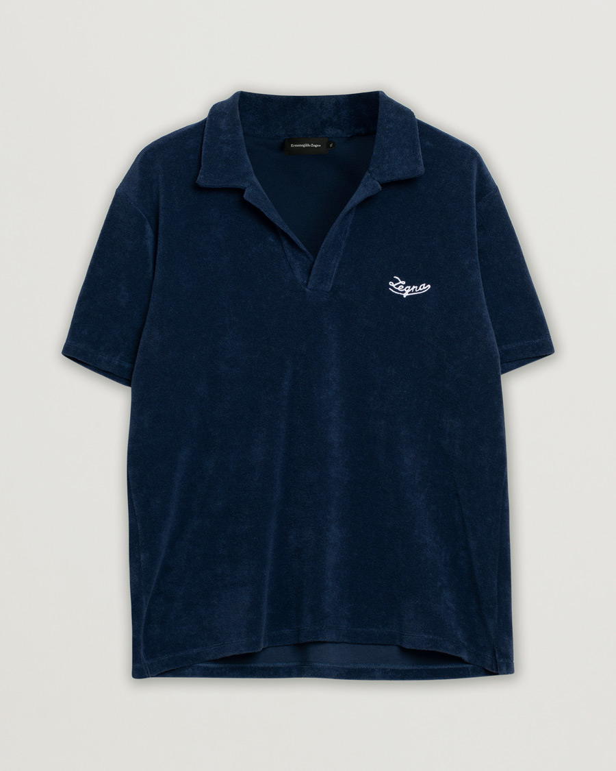 Herren | Poloshirts | Pre-owned | Ermenegildo Zegna Short Sleeve Terry Piquet Navy XL