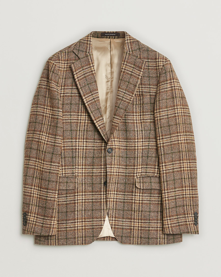 Herren | Sakkos | Pre-owned | Oscar Jacobson Fogerty Soft Checked Wool Blazer Brown