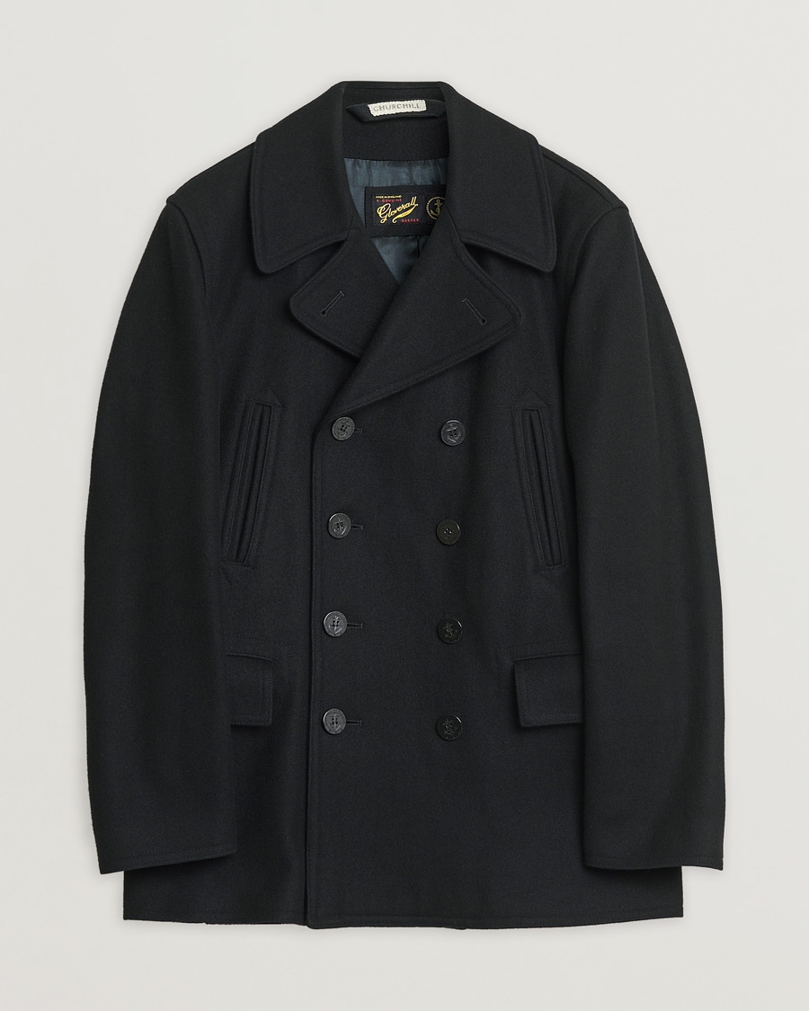 Herren | Gloverall Churchill Reefer Peacoat Black | Pre-owned | Gloverall Churchill Reefer Peacoat Black