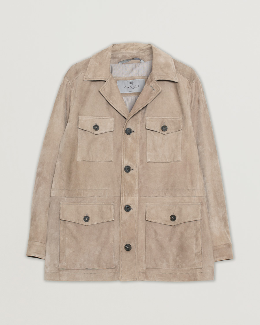 Herren | Jacken | Pre-owned | Canali Suede Safari Jacket Beige 50