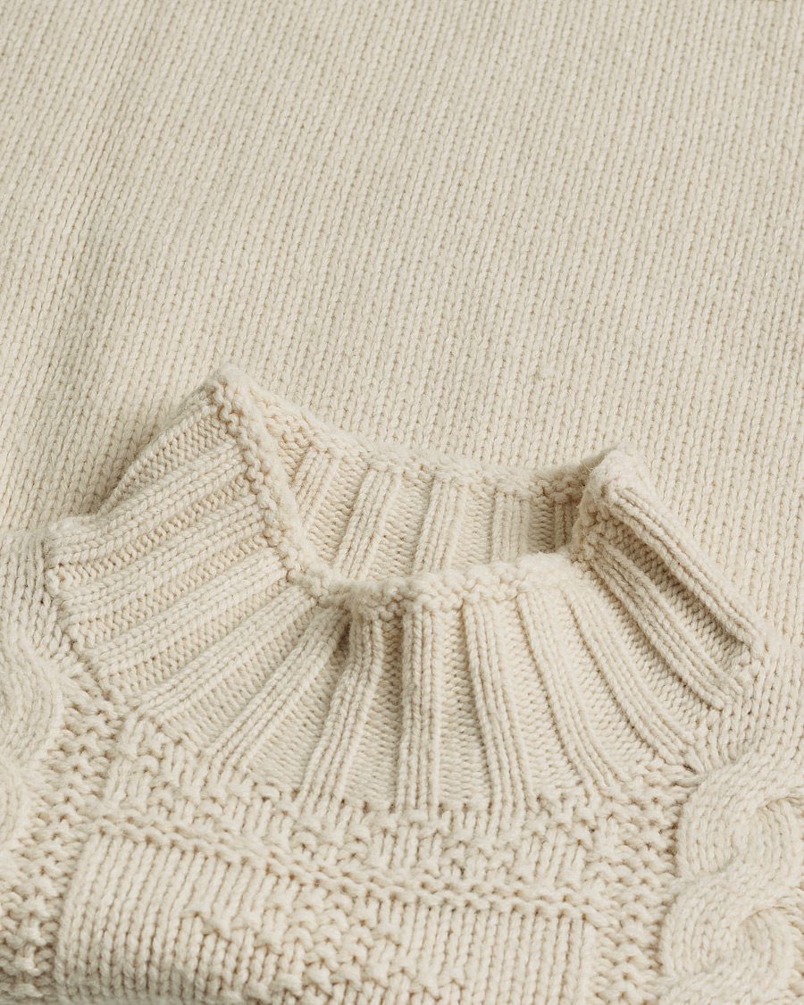 Herren | Polo Ralph Lauren Wool Knitted Aran Rollneck Cream | Pre-owned | Polo Ralph Lauren Wool Knitted Aran Rollneck Cream