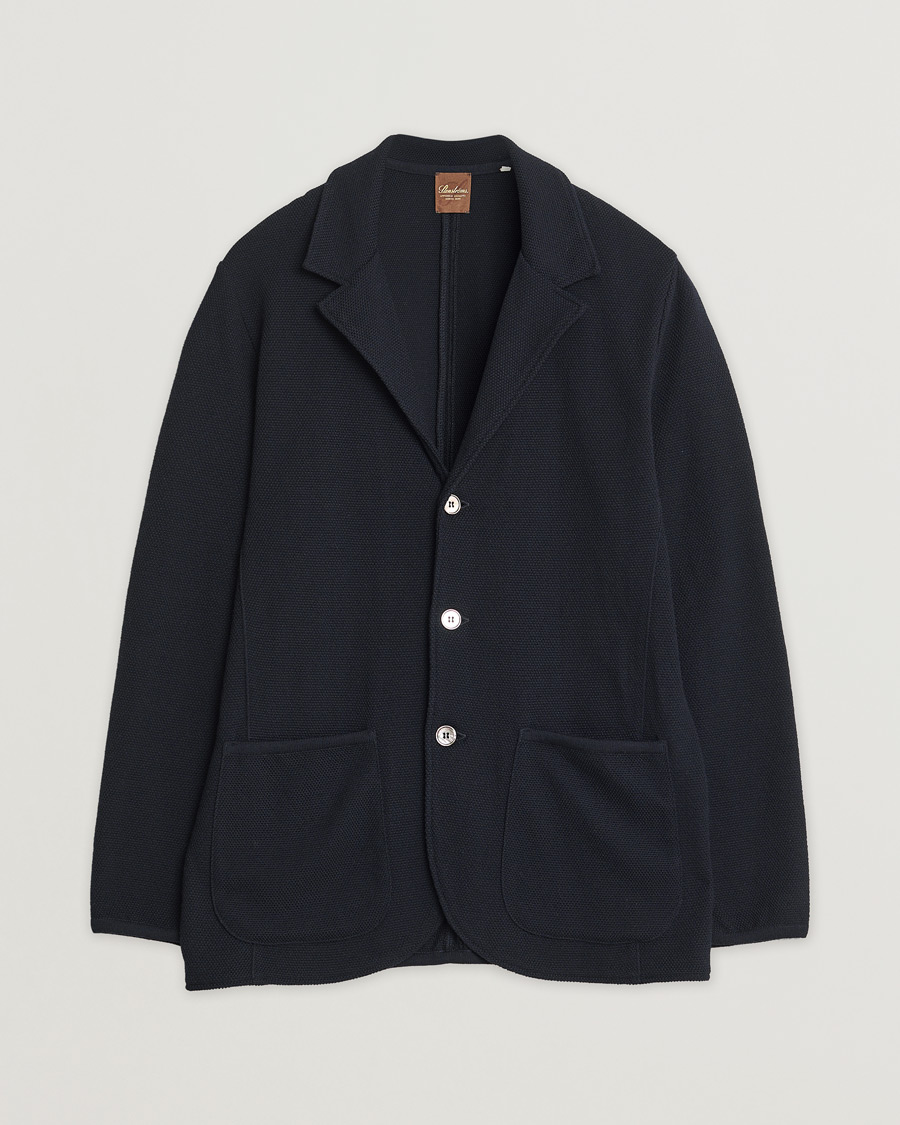 Herren | Stenströms Merino Wool Texture Knitted Blazer Navy L | Pre-owned | Stenströms Merino Wool Texture Knitted Blazer Navy L