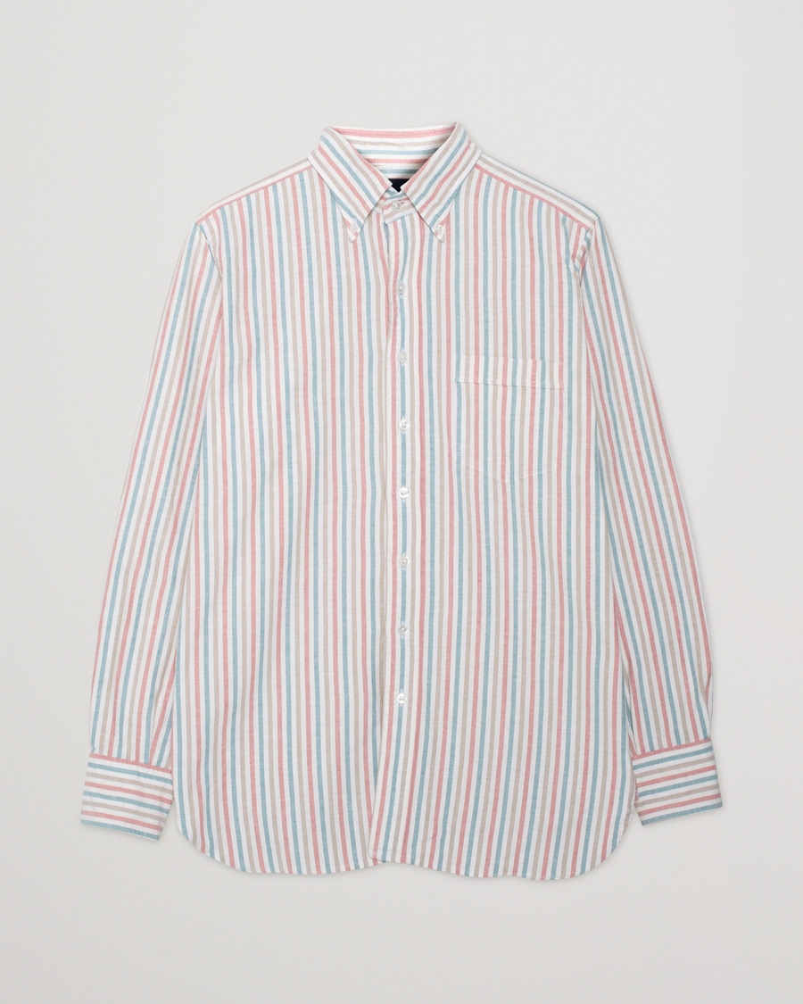 Herren | Hemden | Pre-owned | Drake's Thin Tripple Stripe Oxford Shirt White